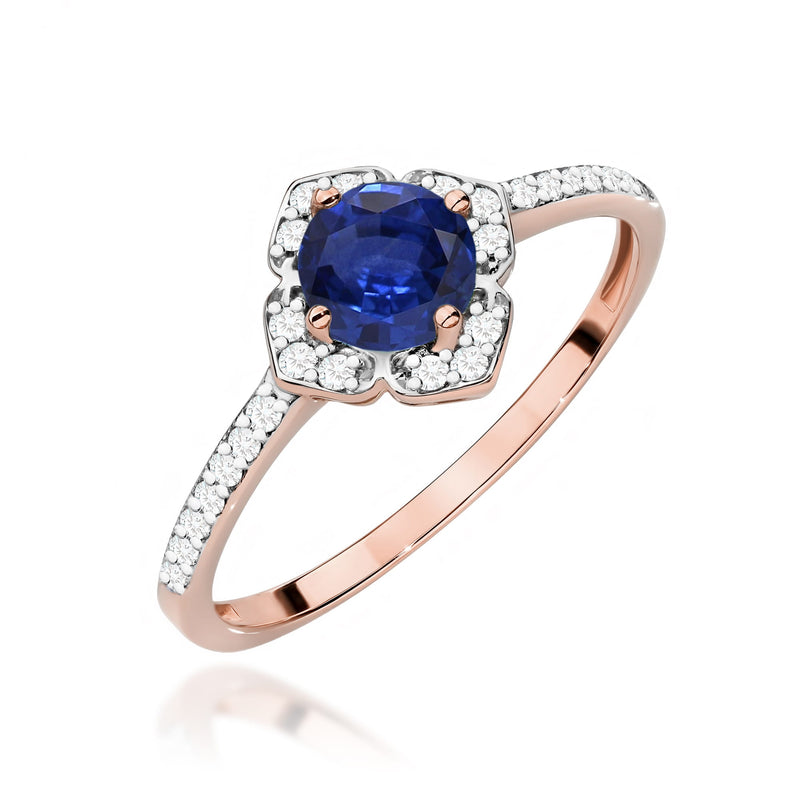 Inel Aur 14K cu Safir 0.50 ct si Diamante Naturale 0.13 ct, imaginea 9 din 12