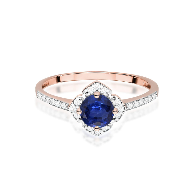 Inel Aur 14K cu Safir 0.50 ct si Diamante Naturale 0.13 ct, imaginea 10 din 12
