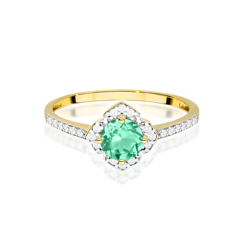 Inel Aur 14K cu Smarald 0.50 ct si Diamante Naturale 0.13 ct, imaginea 2 din 12