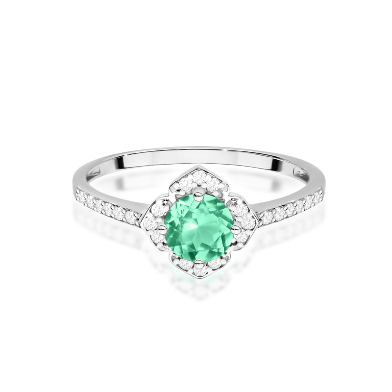 Inel Aur 14K cu Smarald 0.50 ct si Diamante Naturale 0.13 ct, imaginea 6 din 12