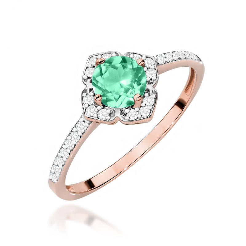 Inel Aur 14K cu Smarald 0.50 ct si Diamante Naturale 0.13 ct, imaginea 9 din 12