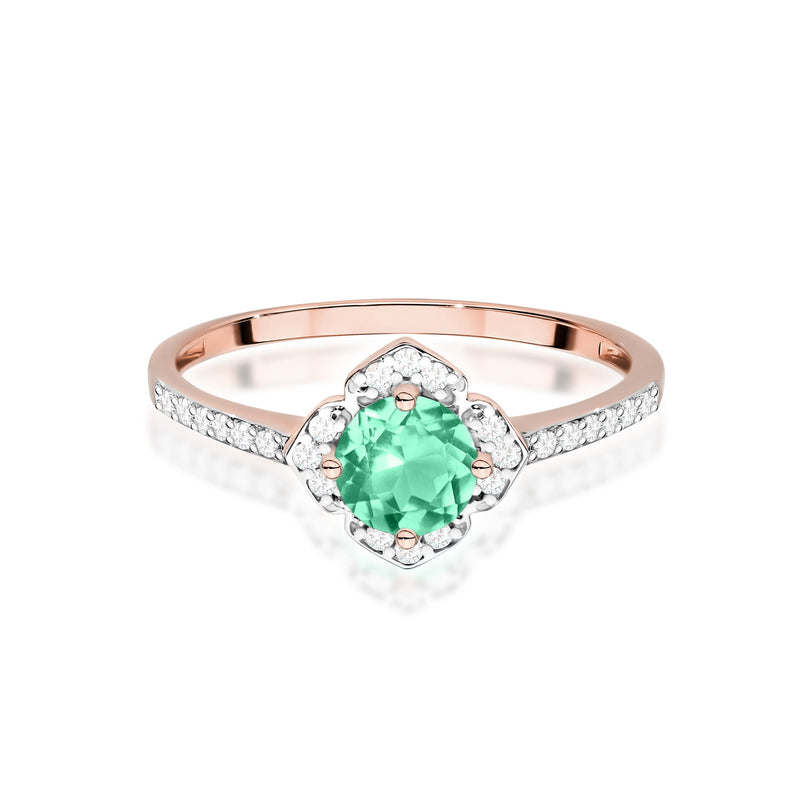 Inel Aur 14K cu Smarald 0.50 ct si Diamante Naturale 0.13 ct, imaginea 10 din 12