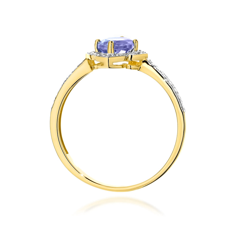 Inel Aur 14K cu Tanzanit 0.50 ct si Diamante Naturale 0.13 ct, imaginea 3 din 12