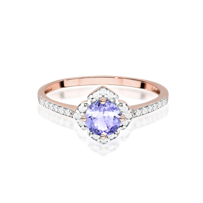 Inel Aur 14K cu Tanzanit 0.50 ct si Diamante Naturale 0.13 ct, imaginea 10 din 12