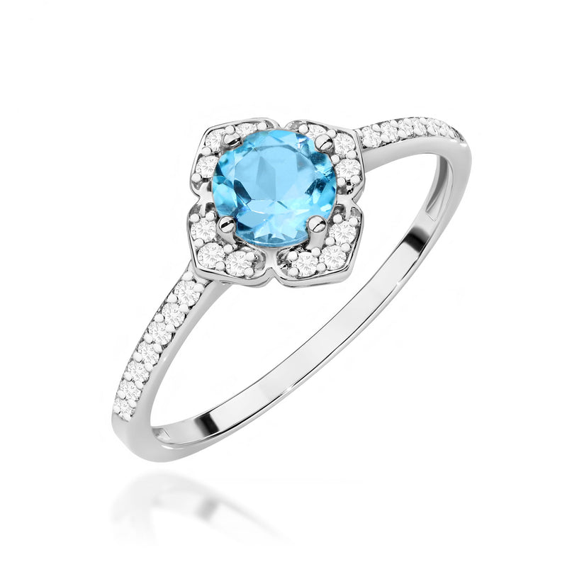 Inel Aur 14K cu Topaz Swiss 0.50 ct si Diamante Naturale 0.13 ct, imaginea 5 din 12