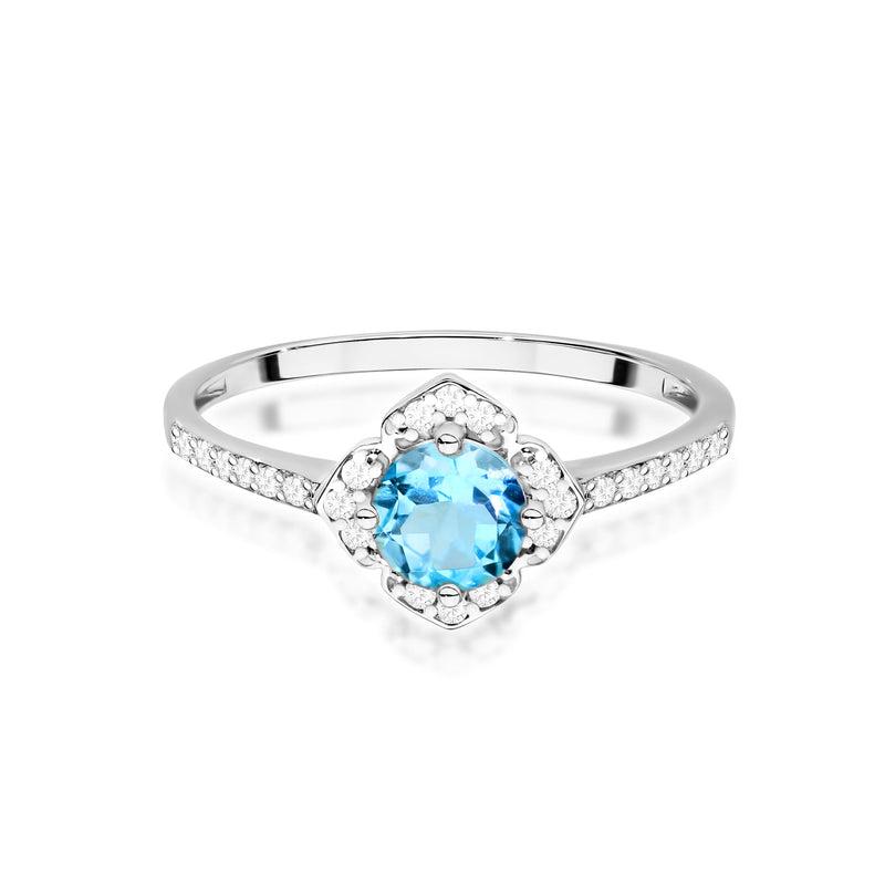 Inel Aur 14K cu Topaz Swiss 0.50 ct si Diamante Naturale 0.13 ct, imaginea 6 din 12