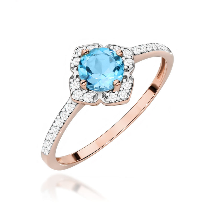Inel Aur 14K cu Topaz Swiss 0.50 ct si Diamante Naturale 0.13 ct, imaginea 9 din 12