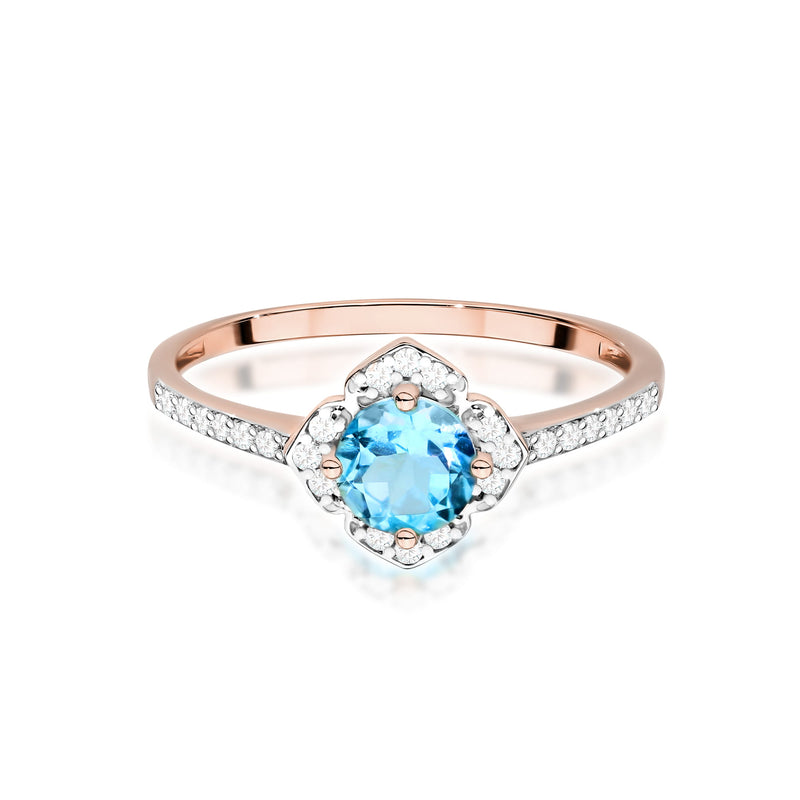 Inel Aur 14K cu Topaz Swiss 0.50 ct si Diamante Naturale 0.13 ct, imaginea 10 din 12