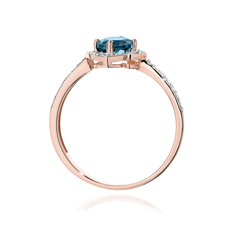 Inel Aur 14K cu Topaz London Blue 0.50 ct si Diamante Naturale 0.13 ct, imaginea 11 din 12