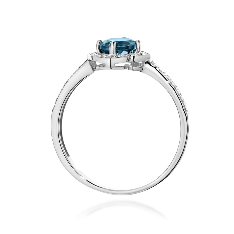 Inel Aur 14K cu Topaz London Blue 0.50 ct si Diamante Naturale 0.13 ct, imaginea 7 din 12