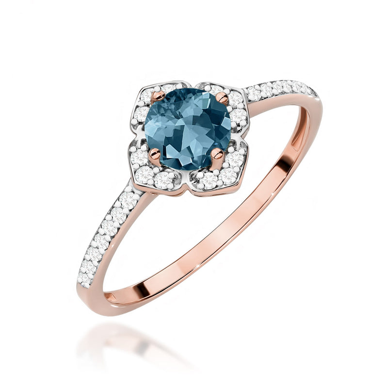 Inel Aur 14K cu Topaz London Blue 0.50 ct si Diamante Naturale 0.13 ct, imaginea 9 din 12
