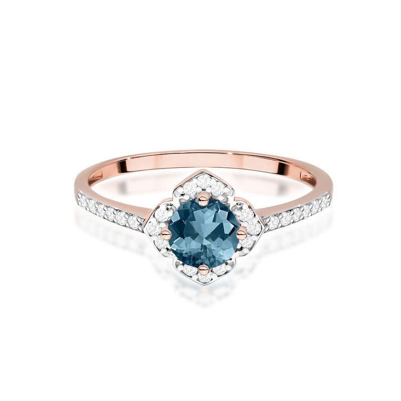 Inel Aur 14K cu Topaz London Blue 0.50 ct si Diamante Naturale 0.13 ct, imaginea 10 din 12