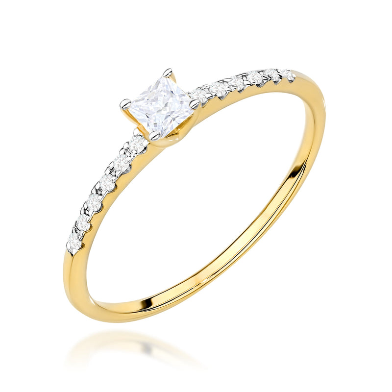 Inel Aur 14K cu Diamant Natural 0.15 ct — Aur galben