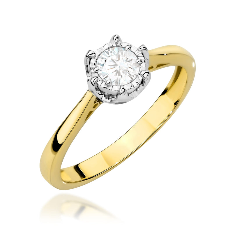 Inel Aur 14K cu Diamant Natural 0.25 ct — Aur galben