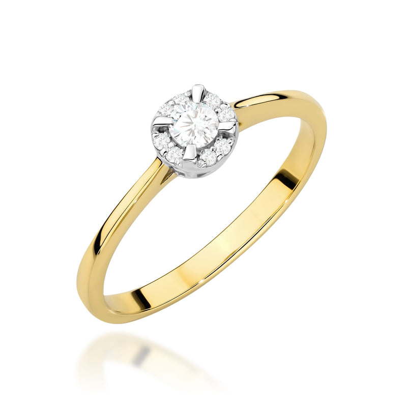 Inel Aur 14K cu Diamante Naturale 0.14 ct — Aur galben