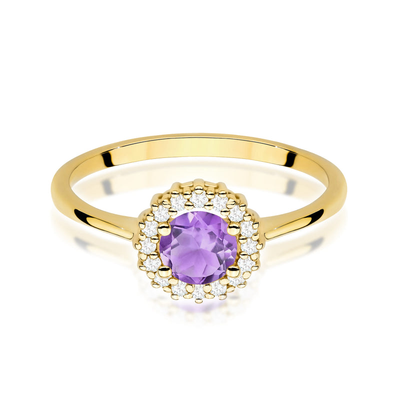 Inel Aur 14K cu Ametist 0.50 ct si Diamante Naturale 0.14 ct, imaginea 2 din 12