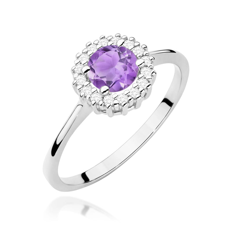 Inel Aur 14K cu Ametist 0.50 ct si Diamante Naturale 0.14 ct, imaginea 5 din 12