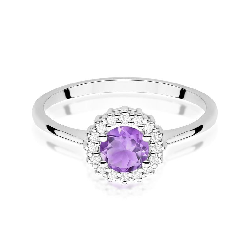 Inel Aur 14K cu Ametist 0.50 ct si Diamante Naturale 0.14 ct, imaginea 6 din 12