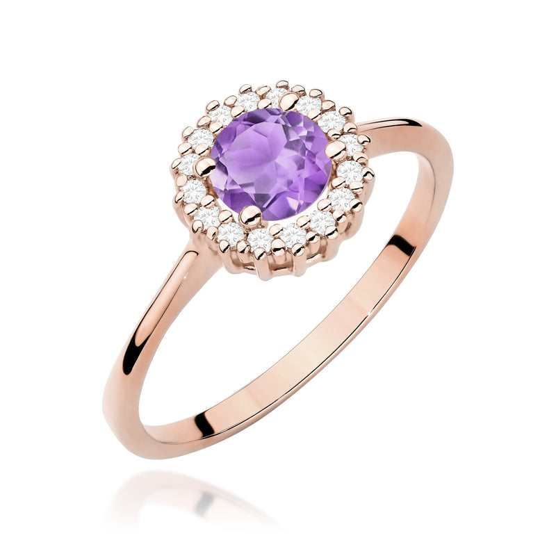Inel Aur 14K cu Ametist 0.50 ct si Diamante Naturale 0.14 ct, imaginea 9 din 12