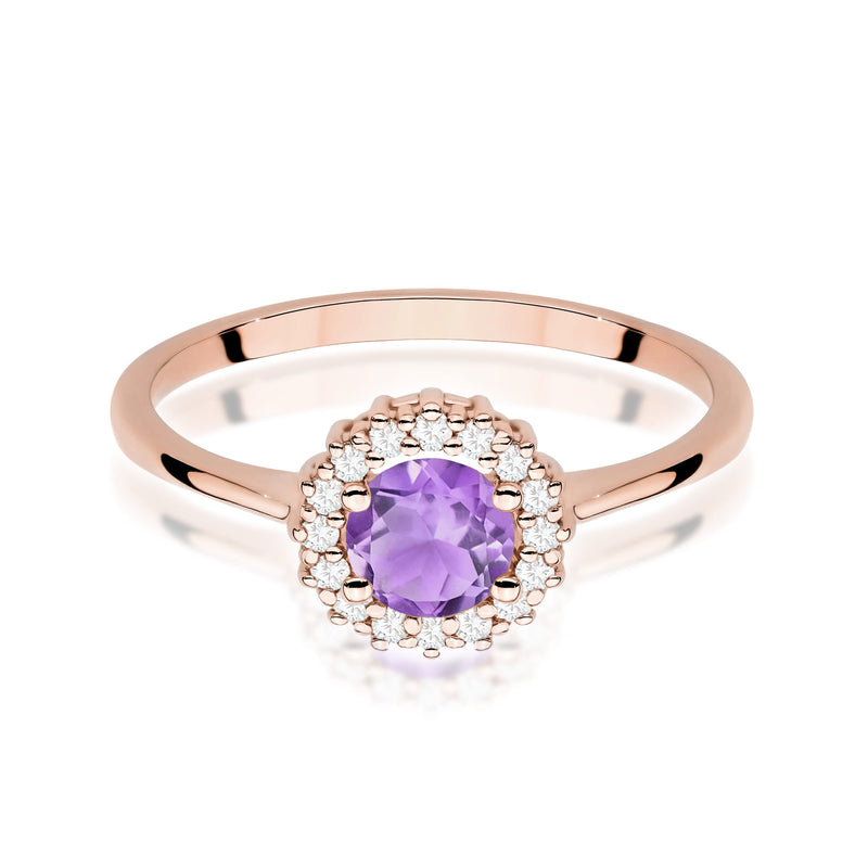 Inel Aur 14K cu Ametist 0.50 ct si Diamante Naturale 0.14 ct, imaginea 10 din 12