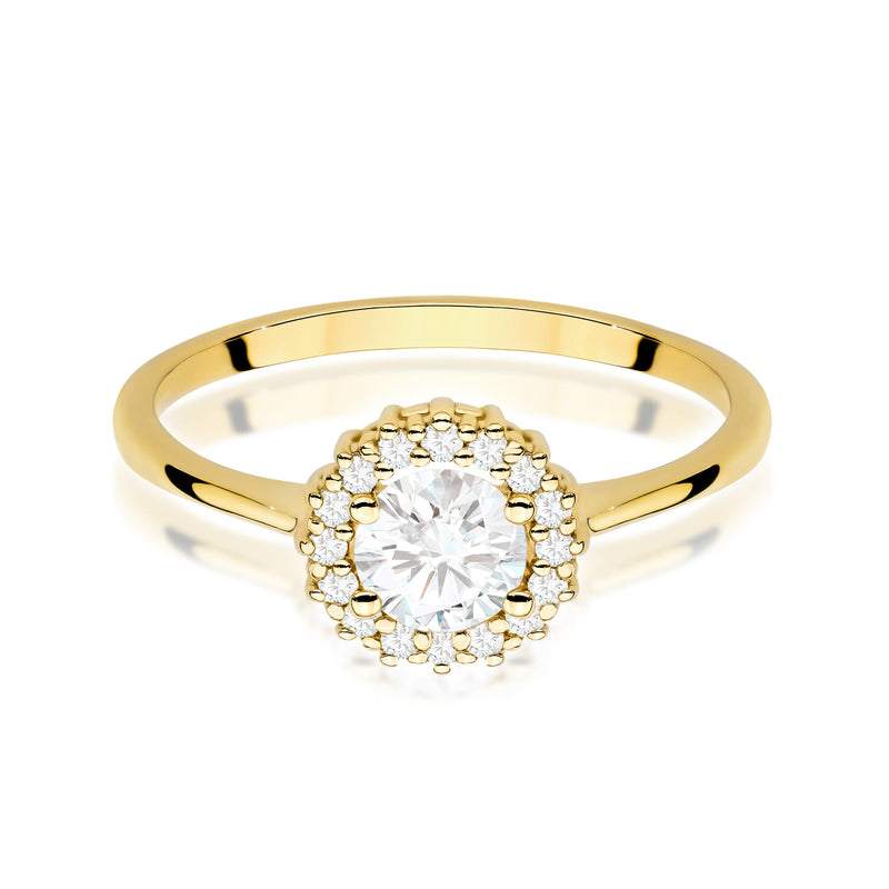 Inel Aur 14K cu White Sapphire 0.60 ct si Diamante Naturale 0.14 ct, imaginea 2 din 12