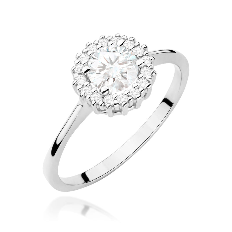 Inel Aur 14K cu White Sapphire 0.60 ct si Diamante Naturale 0.14 ct, imaginea 5 din 12