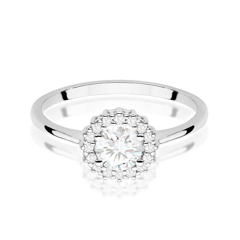 Inel Aur 14K cu White Sapphire 0.60 ct si Diamante Naturale 0.14 ct, imaginea 6 din 12