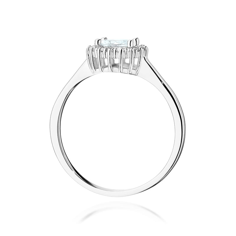 Inel Aur 14K cu White Sapphire 0.60 ct si Diamante Naturale 0.14 ct, imaginea 7 din 12