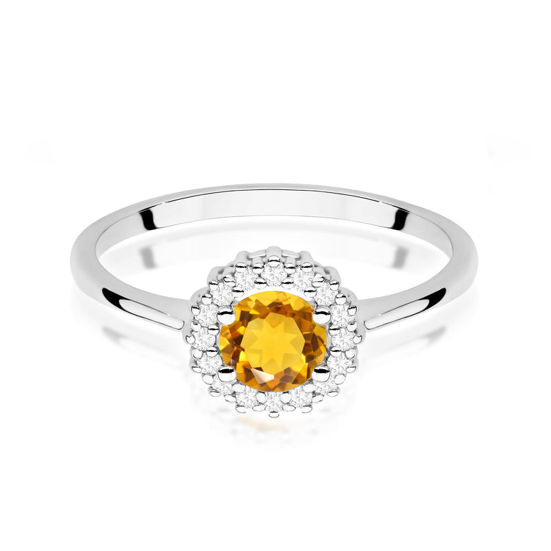 Inel Aur 14K cu Citrin 0.50 ct si Diamante Naturale 0.14 ct, imaginea 6 din 12