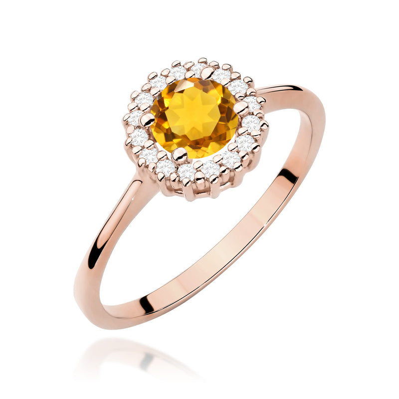 Inel Aur 14K cu Citrin 0.50 ct si Diamante Naturale 0.14 ct, imaginea 9 din 12