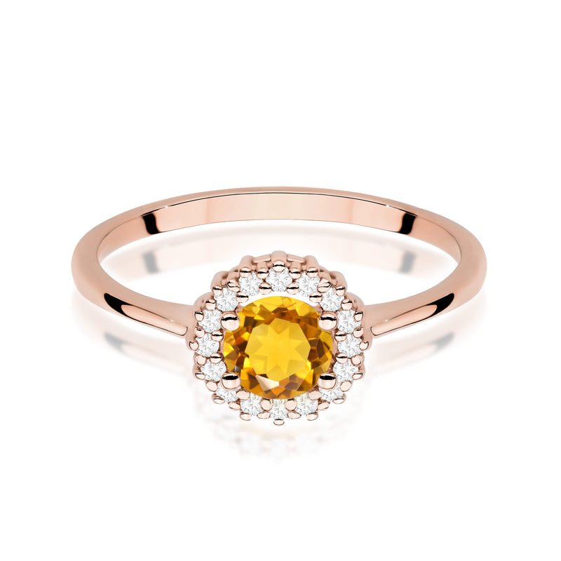 Inel Aur 14K cu Citrin 0.50 ct si Diamante Naturale 0.14 ct, imaginea 10 din 12