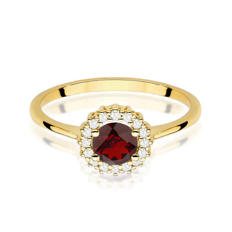 Inel Aur 14K cu Granat 0.60 ct si Diamante Naturale 0.14 ct, imaginea 2 din 12