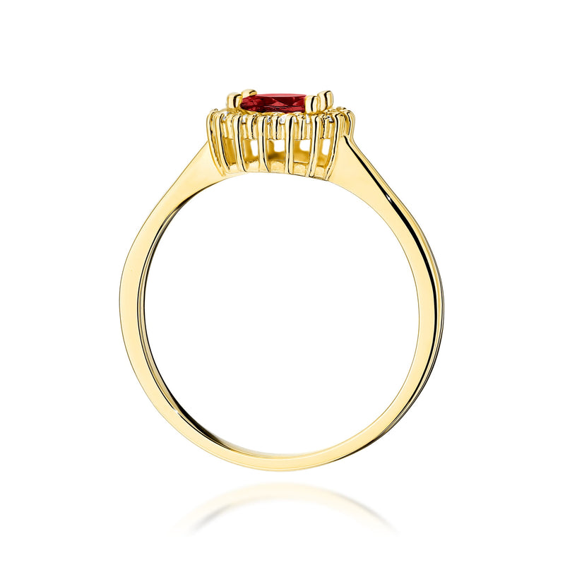 Inel Aur 14K cu Granat 0.60 ct si Diamante Naturale 0.14 ct, imaginea 3 din 12