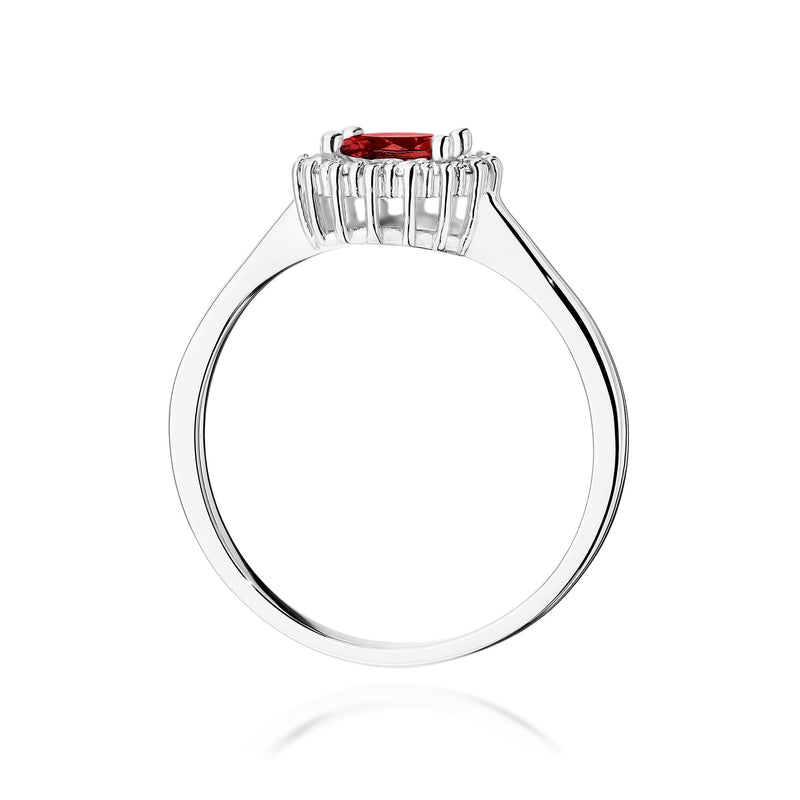 Inel Aur 14K cu Granat 0.60 ct si Diamante Naturale 0.14 ct, imaginea 7 din 12