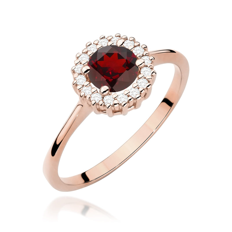 Inel Aur 14K cu Granat 0.60 ct si Diamante Naturale 0.14 ct, imaginea 9 din 12
