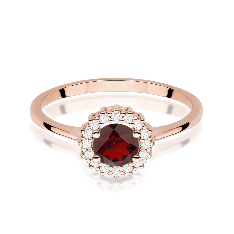 Inel Aur 14K cu Granat 0.60 ct si Diamante Naturale 0.14 ct, imaginea 10 din 12