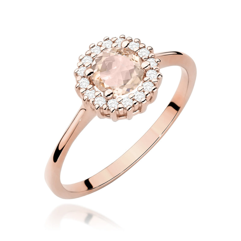 Inel Aur 14K cu Morganit 0.40 ct si Diamante Naturale 0.14 ct, imaginea 9 din 11