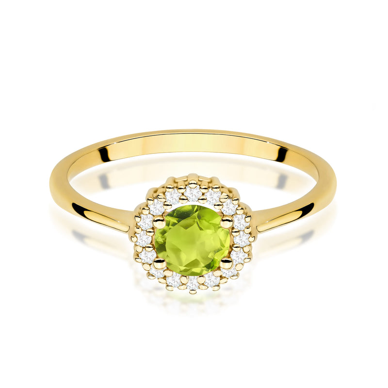 Inel Aur 14K cu Peridot 0.60 ct si Diamante Naturale 0.14 ct, imaginea 2 din 12