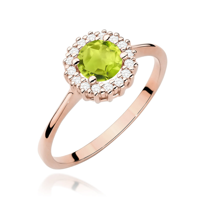 Inel Aur 14K cu Peridot 0.60 ct si Diamante Naturale 0.14 ct, imaginea 9 din 12