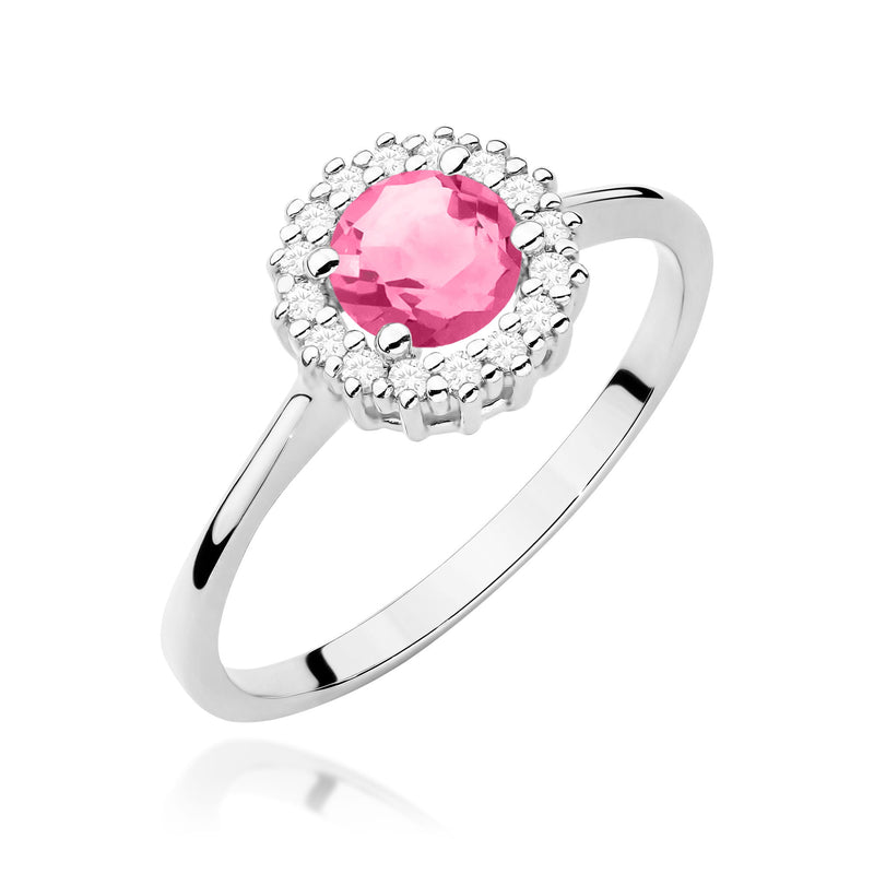 Inel Aur 14K cu Topaz Roz 0.60 ct si Diamante Naturale 0.14 ct, imaginea 4 din 11