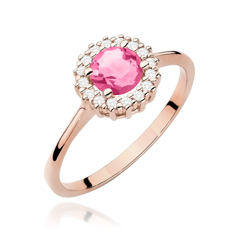 Inel Aur 14K cu Topaz Roz 0.60 ct si Diamante Naturale 0.14 ct, imaginea 8 din 11