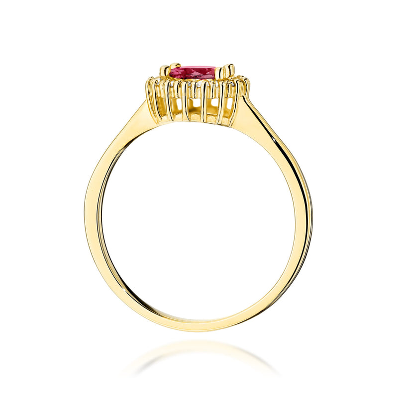 Inel Aur 14K cu Rubin 0.60 ct si Diamante Naturale 0.14 ct, imaginea 3 din 12