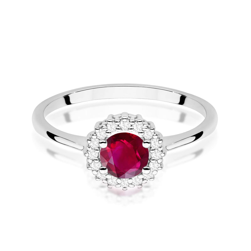 Inel Aur 14K cu Rubin 0.60 ct si Diamante Naturale 0.14 ct, imaginea 6 din 12