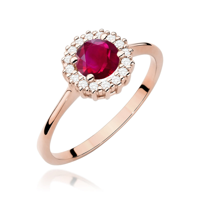 Inel Aur 14K cu Rubin 0.60 ct si Diamante Naturale 0.14 ct, imaginea 9 din 12