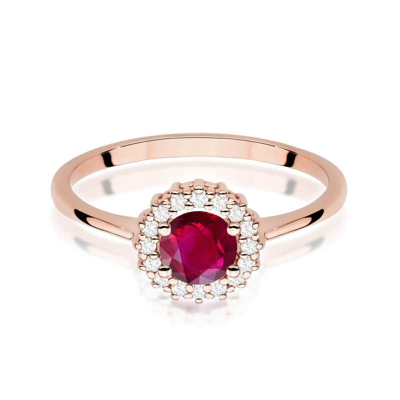 Inel Aur 14K cu Rubin 0.60 ct si Diamante Naturale 0.14 ct, imaginea 10 din 12