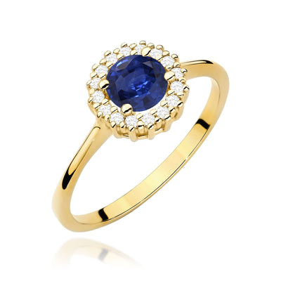 Inel Aur 14K cu Safir 0.50 ct si Diamante Naturale 0.14 ct