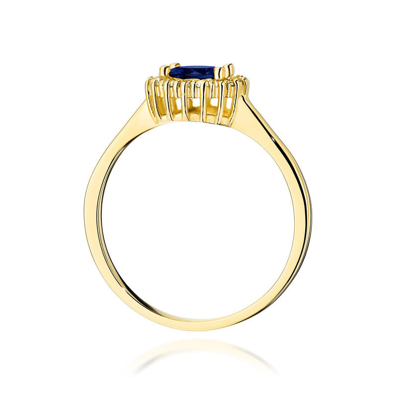Inel Aur 14K cu Safir 0.50 ct si Diamante Naturale 0.14 ct, imaginea 3 din 12