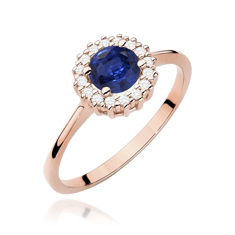 Inel Aur 14K cu Safir 0.50 ct si Diamante Naturale 0.14 ct, imaginea 9 din 12