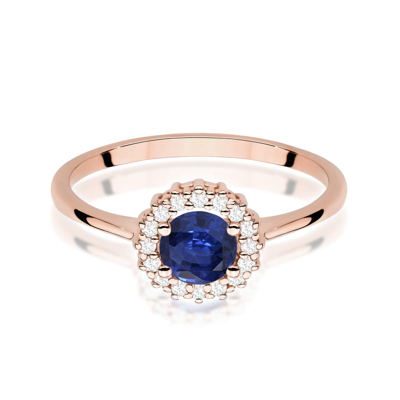 Inel Aur 14K cu Safir 0.50 ct si Diamante Naturale 0.14 ct, imaginea 10 din 12