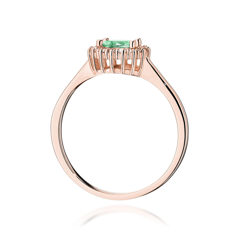Inel Aur 14K cu Smarald 0.50 ct si Diamante Naturale 0.14 ct, imaginea 11 din 12